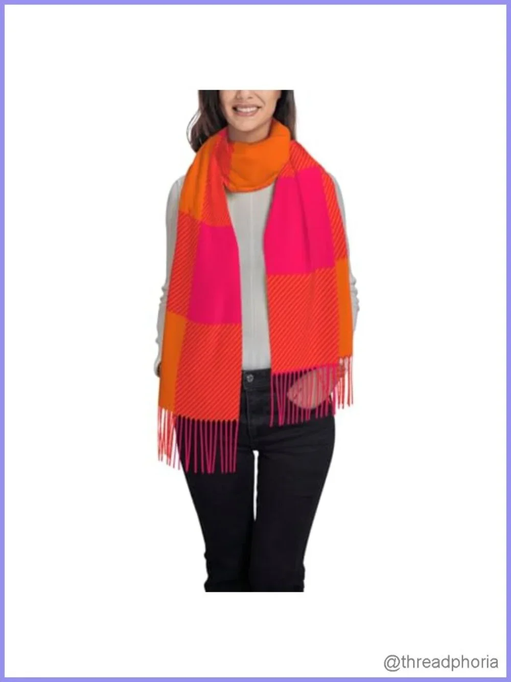 Oversized Blanket Scarf Women Faux Cashmere Polyester Plaid